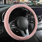 14 inch Pink Suede Steering Wheel Cover, Breathable Non-Slip Sweat-Proof Wear-Resistant No Pilling, Warm in Winter and Cool in Summer - color: Pink, size: Round-S[13.5''-14'']