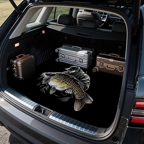 Universal Car Trunk Mat, All Weather Trunk Protection Cargo Liner, Stylish Vehicle Interior Accessories, Durable Cargo Mat Rear Trunk Line Suitable for Most Car (Humans and Carp Print, 29" x 39") - color: Humans and Carp Print