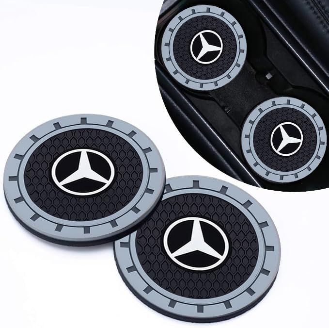 Car Cup Holder Coaster for Mercedes Benz Series Universal Non-Slip Cup Holder Insert Coaster Car Interior Accessories,Black 2PCS