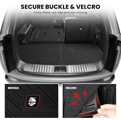 LASFIT Cargo Mat & Backrest Mats for Kia Telluride 2027 (Only Fit Gas, Not Fit Hybrid), All Weather TPE Custom Fit Cargo Liner Trunk Mats & Seatback Mats Accessories for Kia Telluride 2027, Black - size: 3)For Kia Telluride | 2027 | Cargo