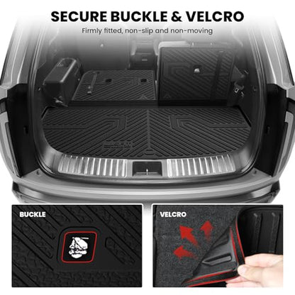 LASFIT Cargo Mat & Backrest Mats for Kia Telluride 2027 (Only Fit Gas, Not Fit Hybrid), All Weather TPE Custom Fit Cargo Liner Trunk Mats & Seatback Mats Accessories for Kia Telluride 2027, Black - size: 3)For Kia Telluride | 2027 | Cargo