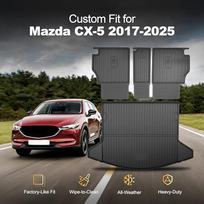 Cargo Liner with Backrest Mat Compatible with 2017-2025 Mazda CX-5 All Weather Protection CX5 Accessories - style: 18) for Mazda CX-5 2017-2025 Cargo Liner & Seat Back Mat