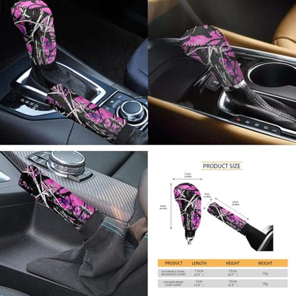 FKELYI Purple Camo Car Seat Covers Full Set with Hand Wristlet Keychain Holder,Camouflage Cup Coasters,Auto Gear Shift Cover,Handbrake Cover,Headrest Covers,Universal Fit Most Vehicle SUV Truck Van