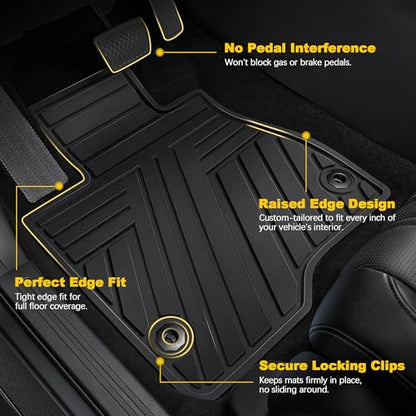 All Weather Floor Mats Custom Fit for Toyota RAV4 2019-2025 Waterproof Heavy Duty Anti-Slip Car Mats, 1st & 2nd Row Full Black - color: Black