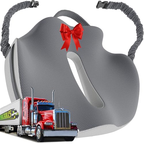 XL Truck Seat Cushion for Truck Driver Seat Cushion - Upgraded Back Support, CertiPUR-US® Certified - Thick Memory Foam, Pain Relief for Hours of Driving, Trucker Approved Big Rig - Gray - color: Gray, size: XLarge