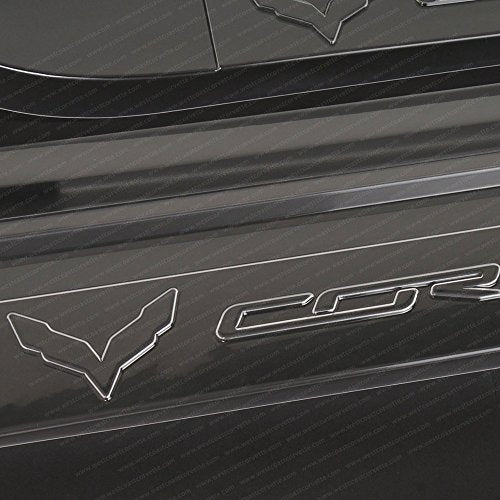 Corvette Clear Door Sill Protectors : C7 Stingray, Z51, Z06 (Clear w/Embossed Corvette Script)