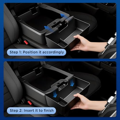 Center Console Hanging Organizer Tray for Chevy Silverado/Sierra 1500(2019-2026) & Silverado/Sierra 2500HD 3500HD(2020-2026) Accessories(Split-Bench Folding Seat Only) Black