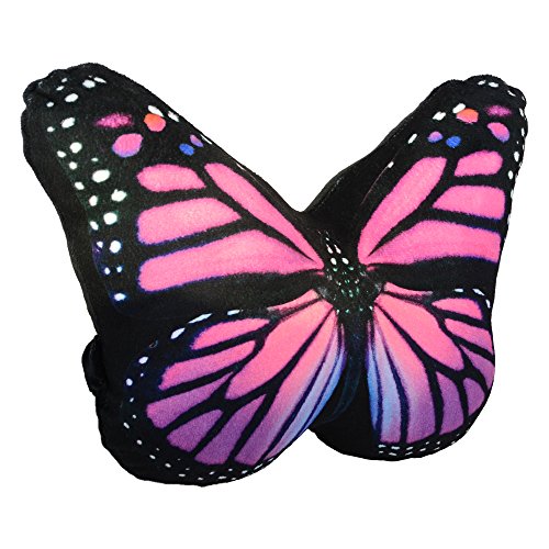 OiseauVoler Cute Car Neck Support Pillow with Strap Comfortable Headrest Neck Pillows for Office Chair Travel Driving 1PC - color: Pink Butterfly