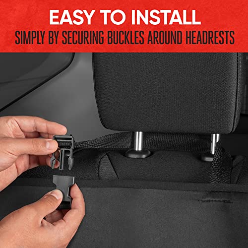 Motor Trend SpillGuard Neoprene Rear Seat Protector - Waterproof Bench Cover for Cars With Gray Stitching, Padding for Kids & Dogs