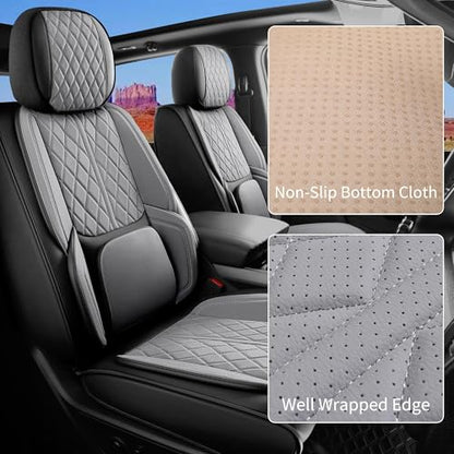 Custom Fit Chevy Silverado GMC Sierra 1500 2007-2026 2500/3500 HD Crew Cab Full Set Car Seat Covers - 5 Pack, Premium Faux Leather Truck Seat Protector with Airbag Compatible Design, BlackGrey - color: BlackGrey, size: Full Set