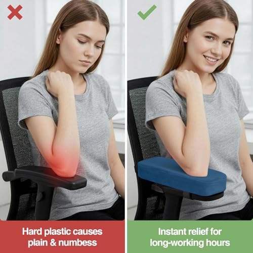 Smiry Ergonomic Office Chair Armrest Pads, Memory Foam Arm Rest Covers, Non-Slip Armrest Cushion with Adjustable Buckles and Straps, Elbow Relief for Desk, Gaming & Wheelchair (Ocean, Set of 2) - color: Ocean