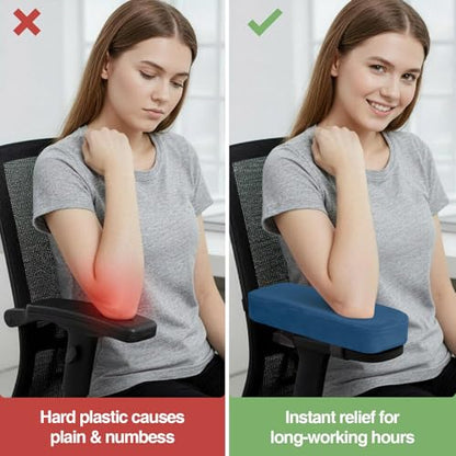 Smiry Ergonomic Office Chair Armrest Pads, Memory Foam Arm Rest Covers, Non-Slip Armrest Cushion with Adjustable Buckles and Straps, Elbow Relief for Desk, Gaming & Wheelchair (Ocean, Set of 2) - color: Ocean