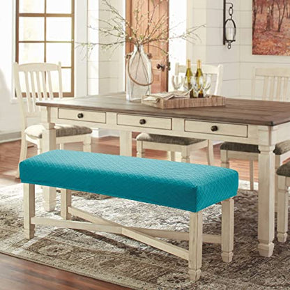 Fuloon Stretch Jacquard Dining Bench Cover - Anti-Dust Removable Bench Slipcover Washable Seat Cushion Protector for Bedroom, Kitchen, Hotel, Banquet (Peacock Blue) - color: Peacock Blue