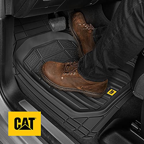 Cat® CAMT-9013 (3-Piece) Heavy Duty Deep Dish Rubber Floor Mats, Trim to Fit for Car Truck SUV & Van, All Weather Total Protection Durable Liners Black, 29.5" L x 21" W x 1" Th - color: Black, style: CAMT-9013