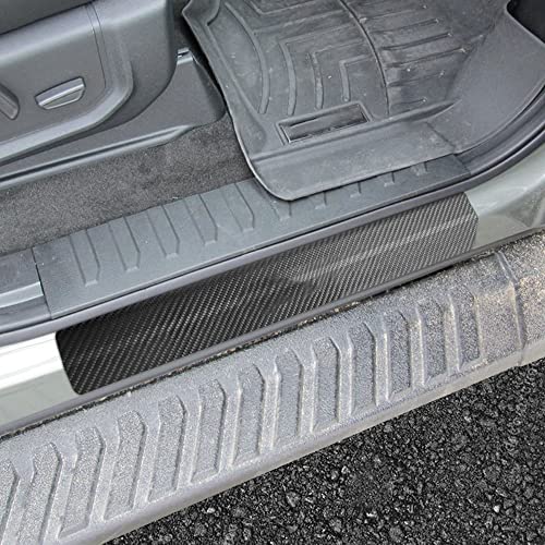 LEXLEY For Ford 2008-2026 F250 F350 F450 SUPER DUTY Carbon Fiber Style Leather Door Sill Protector,Guard Sills Protector Trim,Welcome Pedal Protect 4PCS-With RED "SUPER DUTY" LOGO - color: RED, size: With "SUPER DUTY" LOGO