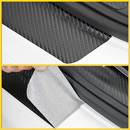 Door Sill Plate Protectors for Car - Universal Door Entry Guards Sill Scuff Cover Panel Step Protector, Welcome Pedal Protector Cover, Carbon Fiber, 4pcs/Set