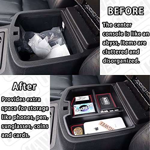 HGWEI Center Console Organizer Compatible with 2007-2014 Chevy Silverado GMC Sierra Avalanche Tahoe Suburban Yukon Yukon XL Accessories, Floor Mounted Center Console ONLY,Red Trim - color: red