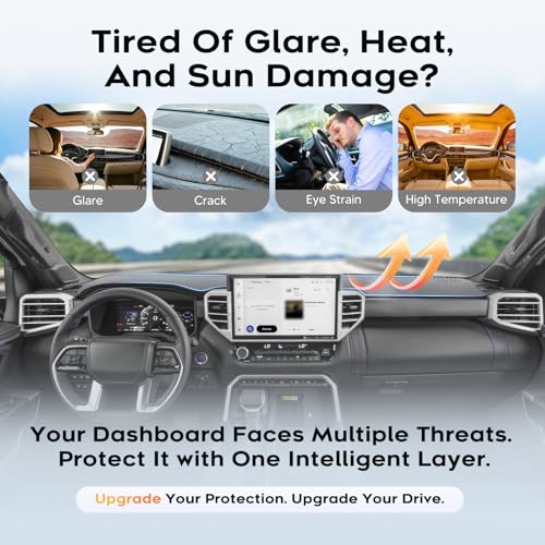 Upgraded Gray Dashboard Cover for 2022-2026 Toyota Tundra Accessories,Custom Fit Dash Cover Mat Carpet Sunshade Pad UV Protection Anti-Glare Non-Slip【Sensor Friendly】 - size: 22+Tundra Dash Cover(Gray)