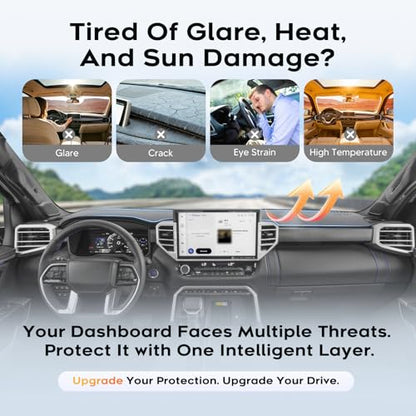 Upgraded Gray Dashboard Cover for 2022-2026 Toyota Tundra Accessories,Custom Fit Dash Cover Mat Carpet Sunshade Pad UV Protection Anti-Glare Non-Slip【Sensor Friendly】 - size: 22+Tundra Dash Cover(Gray)