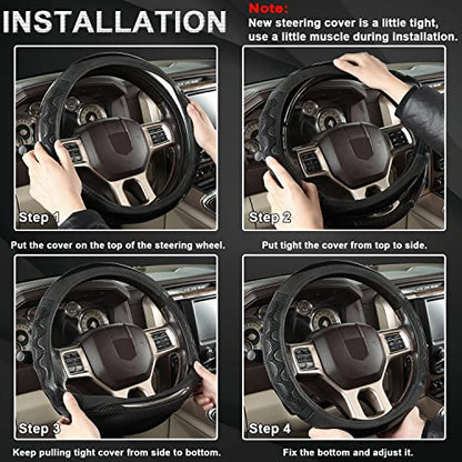 GIANT PANDA Steering Wheel Cover for Dodge Ram 1500 - Car Steering Wheel Covers for Dodge Ram 2500 3500 15.5-16 inch - Blue - color: B-Black+Blue