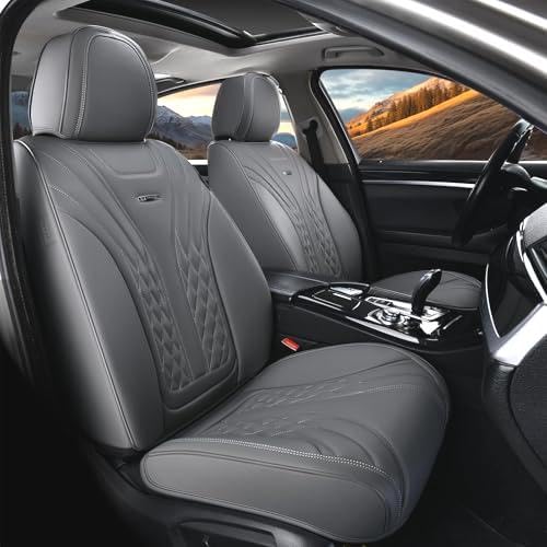 Coverado Car Seat Covers, Car Seat Covers Front Seats, 2-Pack Front Seat Cover, Nappa Leather Waterproof Seat Covers, Car Seat Protectors, Automotive Seat Covers Universal Fit for Most Vehicles - color: Gray, size: FrontPair