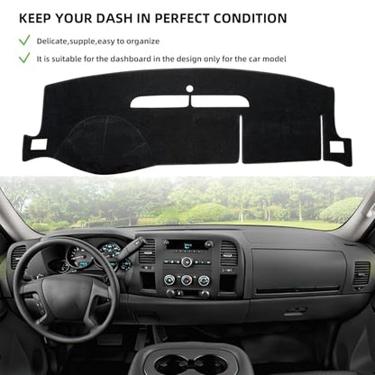 Dashboard Flannel Dash Cover Mat for 2007-2014 Chevy Chevrolet Silverado 1500 2500 3500 LTZ Flannel Custom Fit Silverado Dash Cover with 2 Glove Boxes (Silverado 2007-2014, Black, LTZ) - size: Flannel Silverado 2007-2013 Black LTZ
