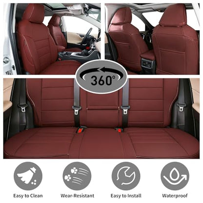 EKR Custom Fit CX5 Car Seat Covers for Select Mazda CX-5 Touring,Grand Touring 2013 2014 2015 2016 - Leatherette (Burgundy) - color: Leather (Burgundy), size: 2013-2016 CX-5 Touring