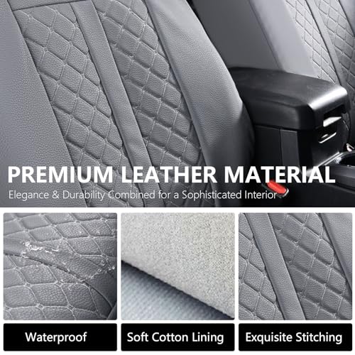 Truckiipa Tacoma Leather Seat Covers Front Pickup Truck Seat Covers Custom Fit for 2005-2015 Toyota Tacoma Double Crew Cab, Front Pair, Gray - color: Front Pair/Gray, size: Tacoma 2005-2015