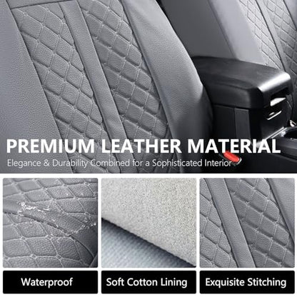 Truckiipa Tacoma Leather Seat Covers Front Pickup Truck Seat Covers Custom Fit for 2005-2015 Toyota Tacoma Double Crew Cab, Front Pair, Gray - color: Front Pair/Gray, size: Tacoma 2005-2015