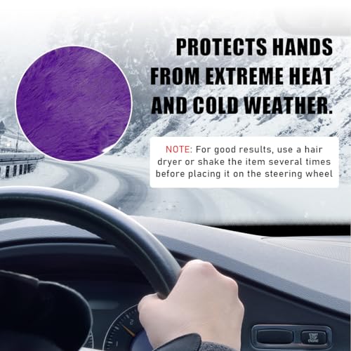 5 PCS Fluffy Steering Wheel Covers Set, Faux Wool Steering Wheel Cover & Handbrake Cover & Gear Shift Cover & 2 Seat Belt Shoulder Pads, Universal Car Accessories (Purple) - color: Purple