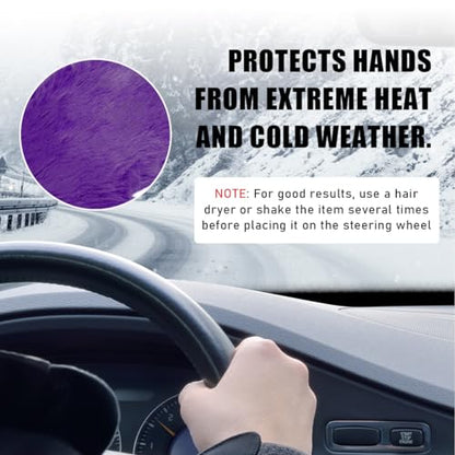 5 PCS Fluffy Steering Wheel Covers Set, Faux Wool Steering Wheel Cover & Handbrake Cover & Gear Shift Cover & 2 Seat Belt Shoulder Pads, Universal Car Accessories (Purple) - color: Purple