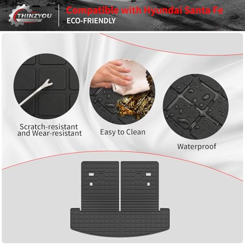 Floor Mats Compatible with 2024 2025 2026 Hyundai Santa Fe Cargo Liner Fit Gas&Hybrid TPE All Weather Back Seat Cover Protector Santa Fe Accessories (Trunk Mat with Backrest Mat+Floor Mats) - style: For Hyundai Santa Fe | 2024-2026