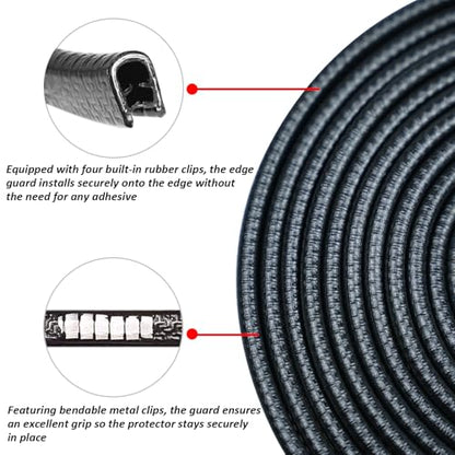 16.5FT(5M) Car Door Edge Guards U-Shaped Trim Edge Protector with Built-in Metal Clips, Scratch and Ding Protection for Cars and Trucks, Black - size: 16.5FT
