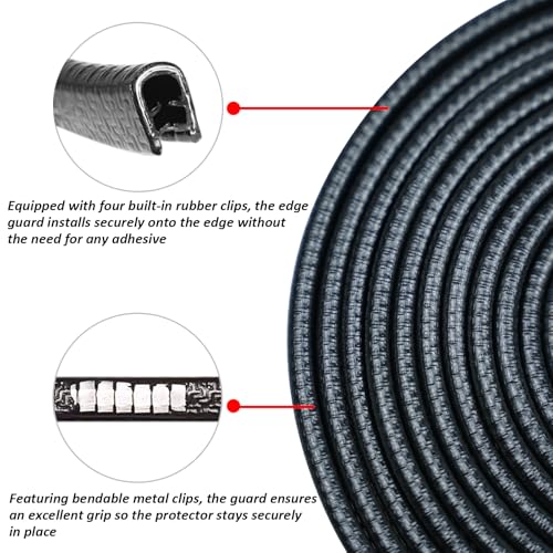 33FT(10M) Car Door Edge Guards Door Trim Edge Protector with Built-in Metal Clips, Prevent Scratches and Dings for Cars Trucks, Black - size: 33FT