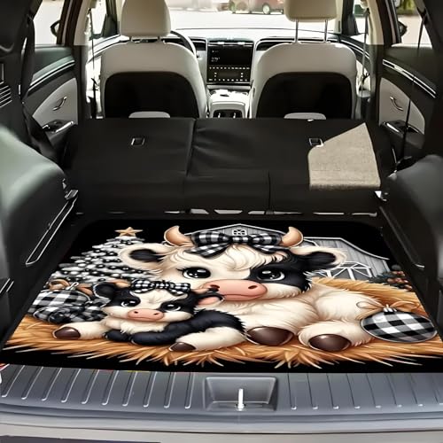 Universal Car Trunk Mat 29" x 39", Cute Cow Pattern All Weather Trunk Protection Cargo Liner, Durable Cargo Mat Rear Trunk Liner, Stylish Vehicle Interior Accessories Suitable for Most Car Models - color: Cute Cow Pattern, size: 29" x 39"