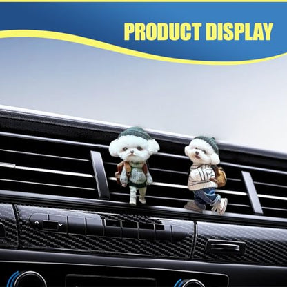 Craedli 2PCS Cute Dog Car Air Vent Clips, 2D Flat Acrylic Cartoon Puppy Air Conditioning Outlet Clip Charm Car Interior Vent Decoration Accessories for Most Vehicles (Dog) - size: Dog