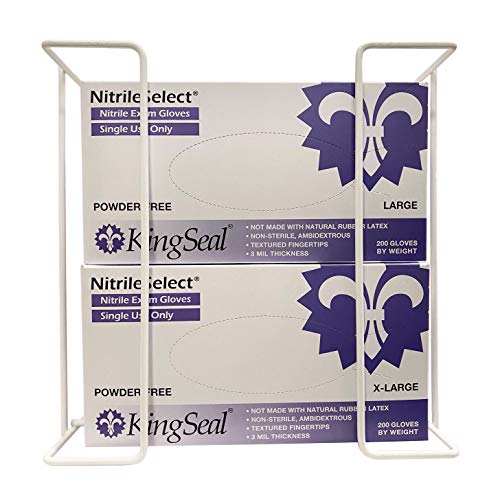 1 Each | Disposable Glove or Tissue Box Holder, Wire Rack, Wall Mounted Universal Box Holders, for Larger Sized Single Boxes, White - 1 Glove Box Holder