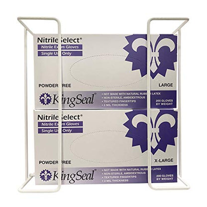 1 Each | Disposable Glove or Tissue Box Holder, Wire Rack, Wall Mounted Universal Box Holders, for Larger Sized Single Boxes, White - 1 Glove Box Holder