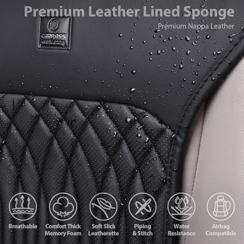 CAR PASS Car Seat Protector, Sideless Seat Covers for Cars, All Season Waterproof Nappa Leather Breathable Front Seats Cushion with Storage Pocket Universal Fit Vehicle Car SUV Truck, 2 Pack All Black - color: Black