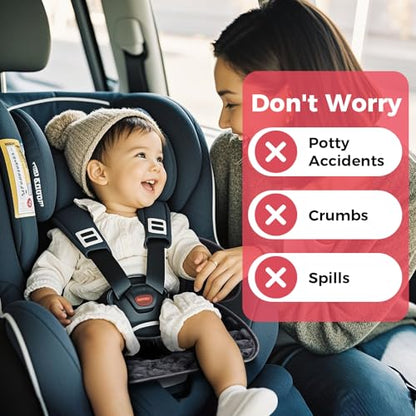 2 Pack Waterproof Piddle Pads, Potty Training Car Seat Protector & Reusable Liner – Non-Slip, Leak-Proof Cover for Car Seats, Strollers, High Chairs, Machine Washable (Black)