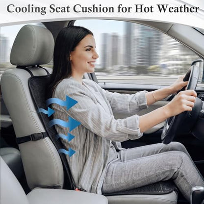2 Pack 3D Air Mesh Car Seat Cushion - 41" x 15" Black Breathable Double Cool Chair Seat Pad for Truck, SUV, Van, Car - Universal Fit