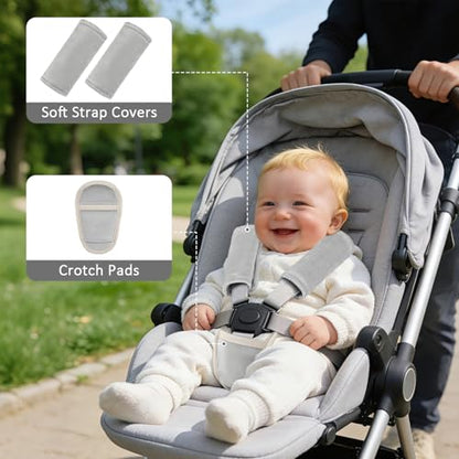 SWESEN Baby Car Seat Strap Covers, 3 Piece Soft Car Seat Strap Shoulder Pads for Baby Girls Boys, Double-Sided Use carseat Straps Covers for Stroller, Car Seats, Pushchair, Gray - color: Gray