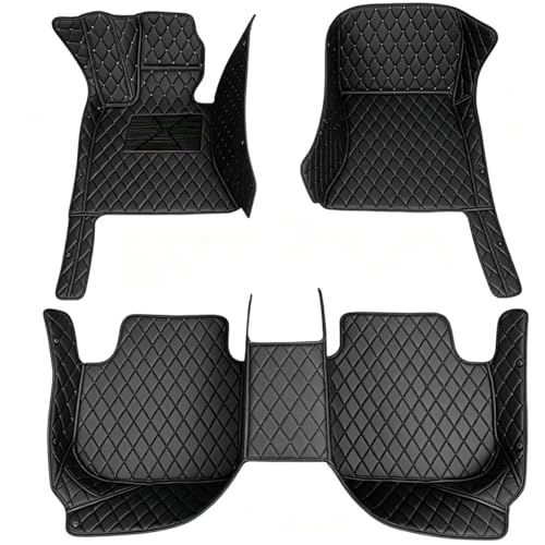 Custom Making Car Floor Mats Waterproof Anti-Slip Faux Leather Protection Floor. Auto Foot Pad Set Automobile Interior Carpet Accessories for SUV and Trucks (All Black) - color: All black