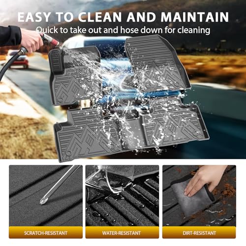 Floor Mats for 2015-2024 Ford Edge Accessories All Weather Floor Liner 3D TPE 1st & 2nd Row Floor Mat Heavy-Duty Floor Liners - size: 3)Ford Edge｜15-24｜1st & 2nd Row