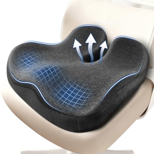 Thickened Seat Cushions for Office Chairs,Ergonomic Memory Foam seat Cushion，Sciatica Pain Relief Pillow for Long Sitting，Coccyx Cushion for Tailbone Pain,Office,Car,Pregnancy,Wheelchair - color: Dark Gray
