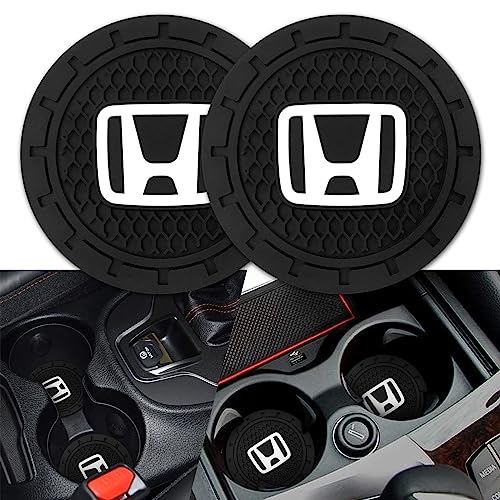 Car Cup Holder Coaster for Honda Accord Civic Fit CRV Pilot EX CR-V EX-L | Silicone, 2.76 Inch, 2 Pieces - color: Black-a1