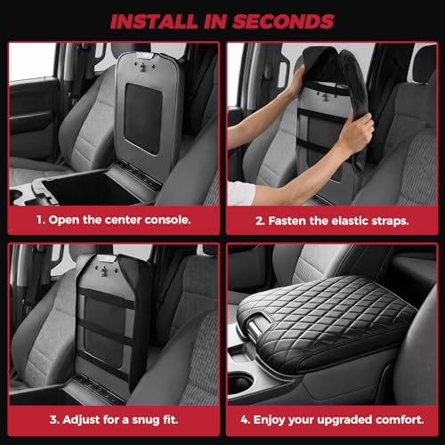 FREESOO Center Console Cover for 2013-2018 Dodge Ram 1500 & 2013-2024 Ram 2500/3500/1500 Classic Model, Armrest Cushion Pad, Waterproof Faux Leather, Non-Slip & Anti-Scratch, Jump Seat Only - size: 2013-2026 Jump seat covers