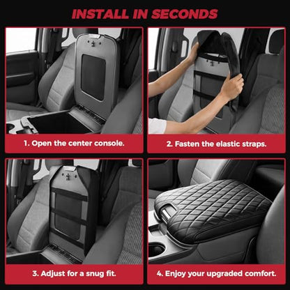 FREESOO Center Console Cover for 2013-2018 Dodge Ram 1500 & 2013-2024 Ram 2500/3500/1500 Classic Model, Armrest Cushion Pad, Waterproof Faux Leather, Non-Slip & Anti-Scratch, Jump Seat Only - size: 2013-2026 Jump seat covers
