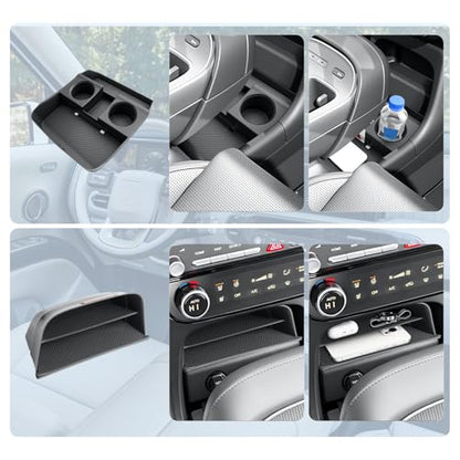 BIBIBO 2Packs for 2026 Hyundai Palisade Center Console Organizer 2026 Hyundai Palisade (SE, SEL, SEL Convenience, SEL Premium, XRT Pro, Limited, Calligraphy)Under Console Insert Tray+Divider Organizer - color: Black-(Console Under+Insert shelf)