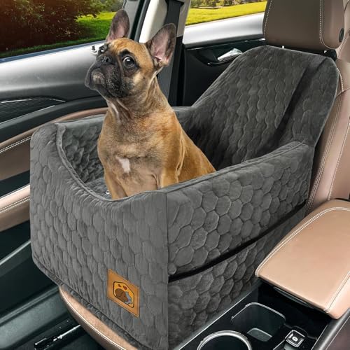 Dog Car Seat for Small/Medium Dogs, Memory Foam Dog Booster Seat, Travel Safety Per Car Seat with Washable Removable Cover, Storage Pockets for Dogs up to 35 lbs(Gray) - color: Gray